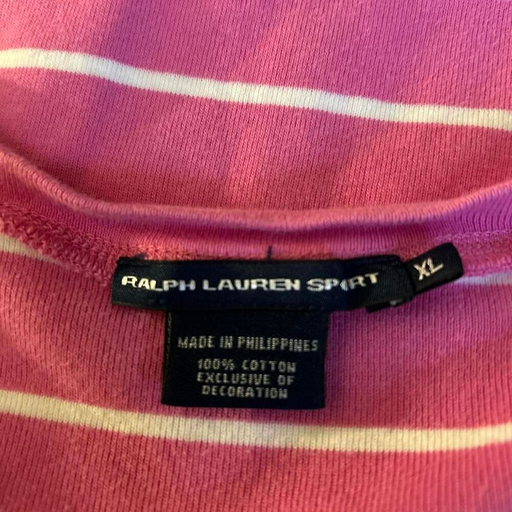 Ralph-lauren Women's Pink and White T-shirt - Picture 6 of 6